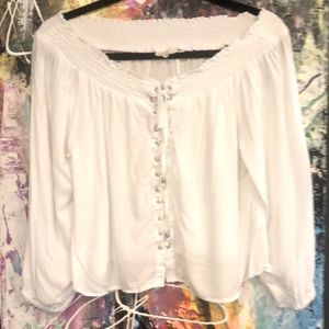 Off the shoulder lace front top